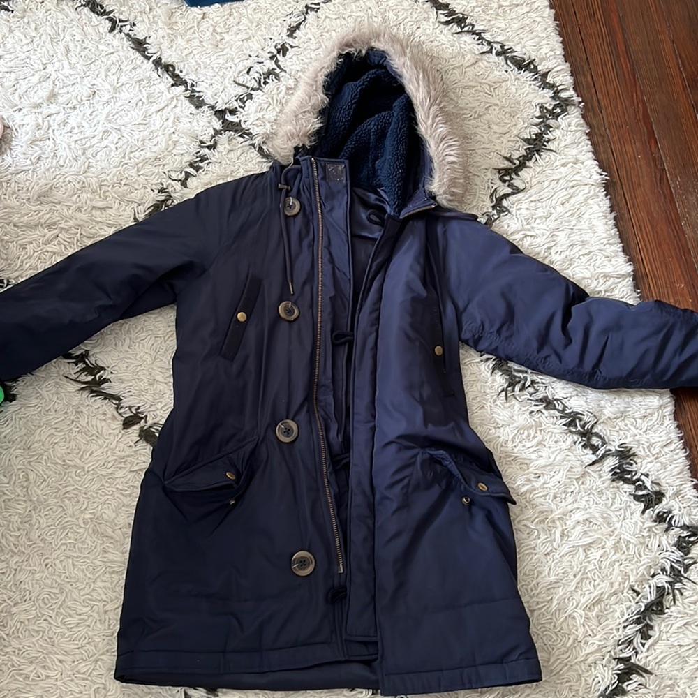 Long jcrew navy coat